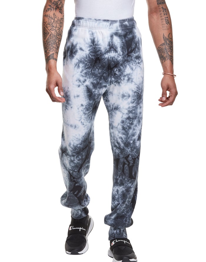 Champion Herre Joggingbukser Hvide/Sort - Galaxy Dye - Danmark NOS-284715